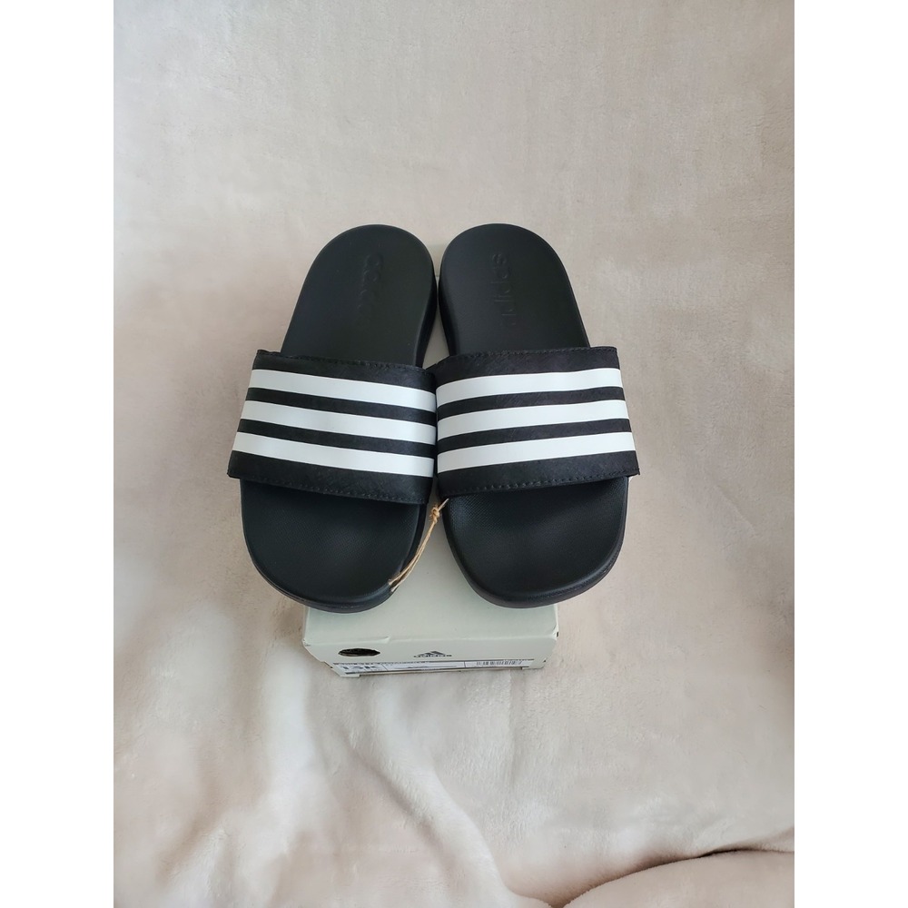 NEW adidas Adilette Comfort Slides Shower Kids Black Stripe Size 13 K